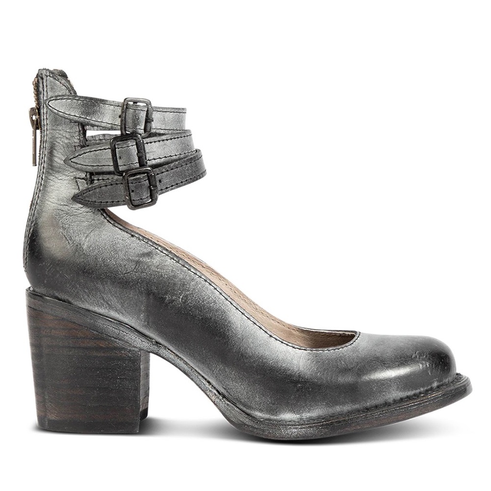 FreeBird by Steven 7 Randi Black Leather Buckle Heels